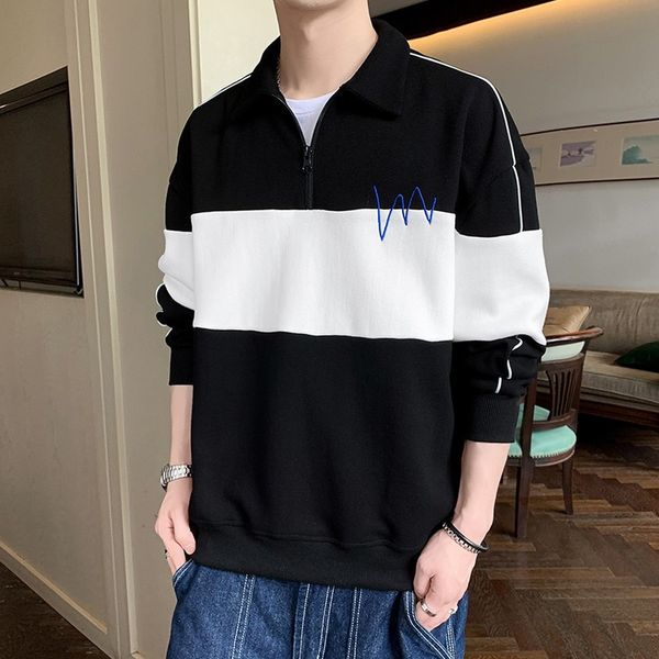 youth spring and autumn casual sweatshirts men fashion clothing streetwear chunky stripe patchwork sweatshirts turndown collar, Black
youth spring and autumn casual sweatshirts men fashion clothing streetwear chunky stripe patchwork sweatshirts turndown collar, Black