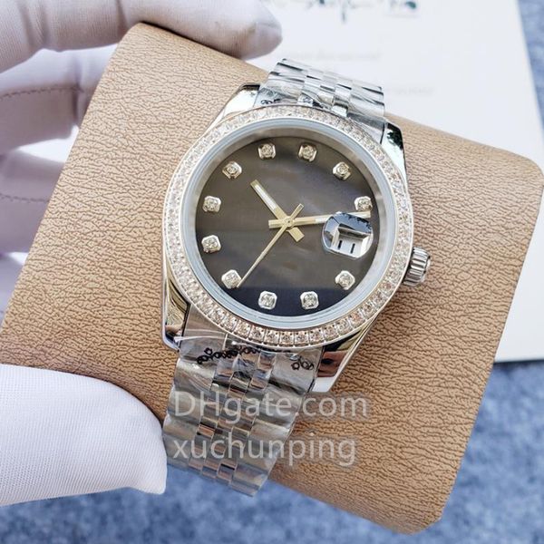sports watch automatic movement 36mm diamond stainless steel folding button waterproof watch chain, Slivery;brown
sports watch automatic movement 36mm diamond stainless steel folding button waterproof watch chain, Slivery;brown