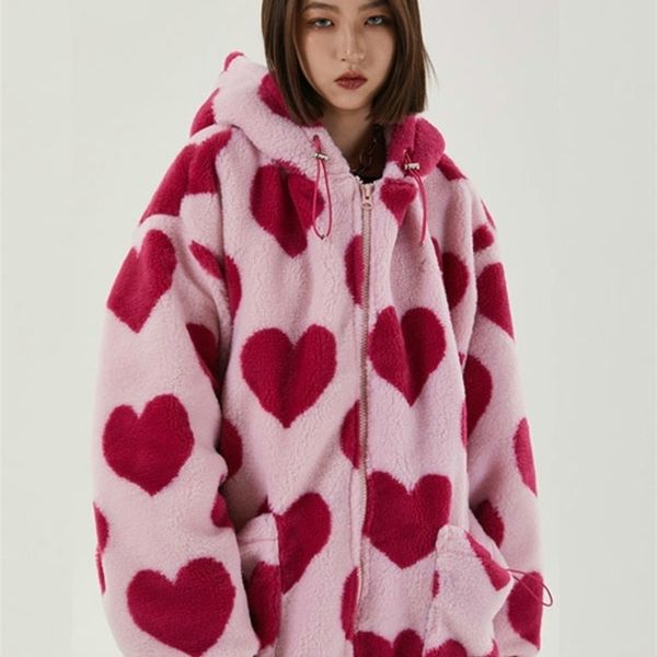women's jackets shengpalae harajuku heart full print plush jacket women winter korean loose long sleeve hooded cotton coat thick warm 2, Black;brown
women's jackets shengpalae harajuku heart full print plush jacket women winter korean loose long sleeve hooded cotton coat thick warm 2, Black;brown