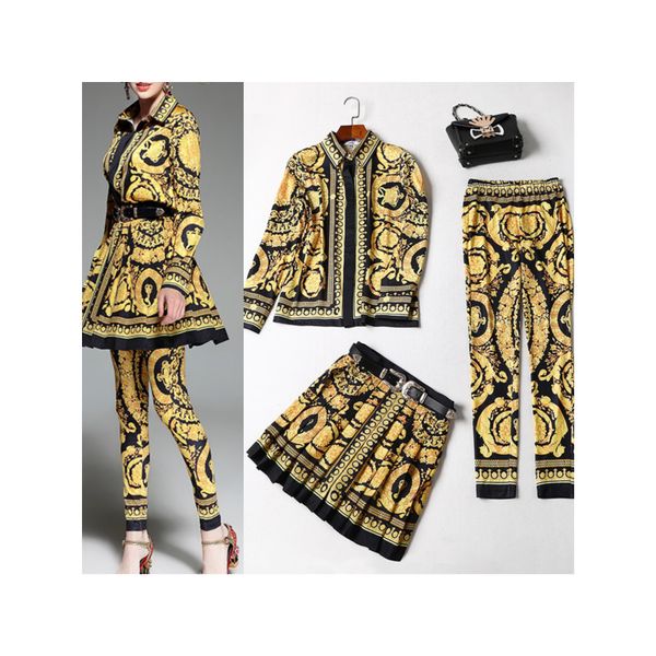 high-quality lady two piece pants palace style long-sleeve shirt and leggings with skirt three pieces, White
high-quality lady two piece pants palace style long-sleeve shirt and leggings with skirt three pieces, White