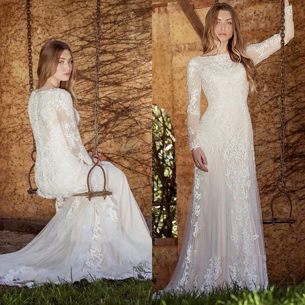 boho lace mermaid wedding dresses long sleeves bridal gowns appliques sweep train ivory muslim reception wear custom make, White
boho lace mermaid wedding dresses long sleeves bridal gowns appliques sweep train ivory muslim reception wear custom make, White