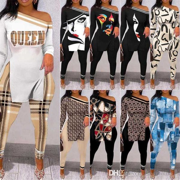 fall winter women letter printed pants outfits two piece matching sets personalise off shoulder split leggings suit, White
fall winter women letter printed pants outfits two piece matching sets personalise off shoulder split leggings suit, White