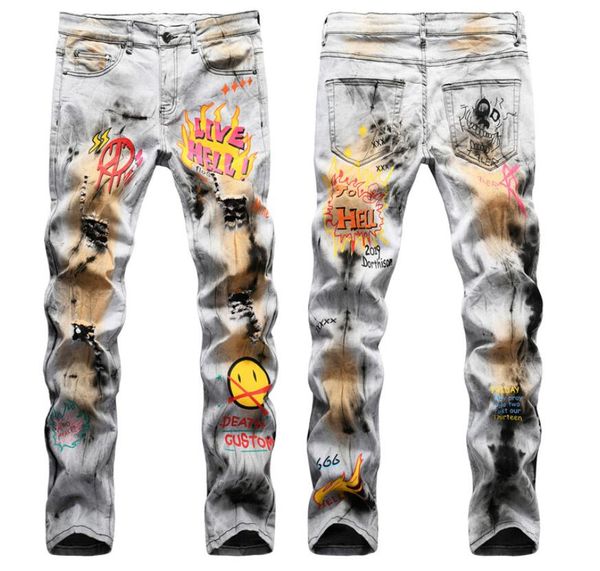 european american style men's jeans hip hop smiling face print tie dye stretch jeans fashion hole slim straight denim casual trousers n, Blue
european american style men's jeans hip hop smiling face print tie dye stretch jeans fashion hole slim straight denim casual trousers n, Blue