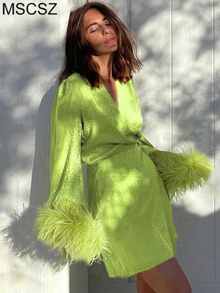 party dresses long sleeve wrap leopard mini dress women elegant short party dresses with feather green pink birthday dresses t220930, White;black
party dresses long sleeve wrap leopard mini dress women elegant short party dresses with feather green pink birthday dresses t220930, White;black