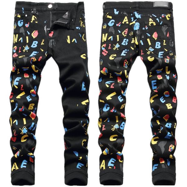 men's jeans am european black men jean paint printing multicolor elastic trend fashion versatile clothing pants 3116 mm1gg16, Blue
men's jeans am european black men jean paint printing multicolor elastic trend fashion versatile clothing pants 3116 mm1gg16, Blue