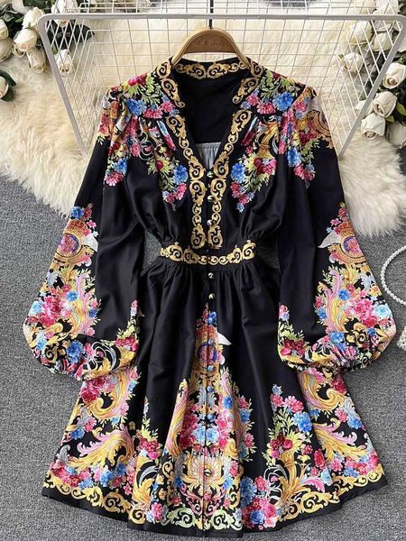 party dresses palace retro floral print dress 2021 autumn women v neck long lantern sleeve high waist above knee mini runway dress robe s619, White;black
party dresses palace retro floral print dress 2021 autumn women v neck long lantern sleeve high waist above knee mini runway dress robe s619, White;black
