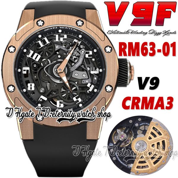 v9f 2022106301 crma3 automatic mechanical mens watch dizzy hands rose gold steel case skeleton dial black rubber strap latest super edition, Slivery;brown
v9f 2022106301 crma3 automatic mechanical mens watch dizzy hands rose gold steel case skeleton dial black rubber strap latest super edition, Slivery;brown