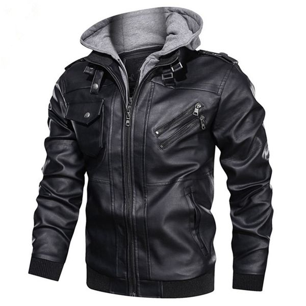 men's leather faux motorcycle jacket autumn winter fashion windbreaker homme hooded outwear warm biker pu jackets eu size 3xl 220930, Black
men's leather faux motorcycle jacket autumn winter fashion windbreaker homme hooded outwear warm biker pu jackets eu size 3xl 220930, Black