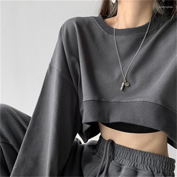 women's hoodies cropped sweatshirts women all-match stylish leisure female short sweatshirt round neck long sleeve hoodie, Black
women's hoodies cropped sweatshirts women all-match stylish leisure female short sweatshirt round neck long sleeve hoodie, Black