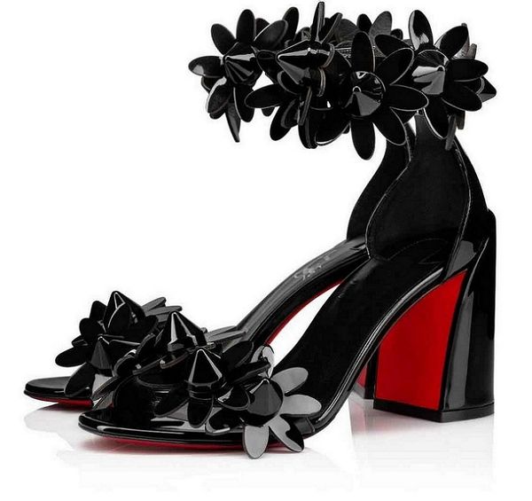luxury summer daisy spikes sandals shoes women square heel patent calf leather pumps party wedding lady gladiator sandalias eu35-44, Black
luxury summer daisy spikes sandals shoes women square heel patent calf leather pumps party wedding lady gladiator sandalias eu35-44, Black