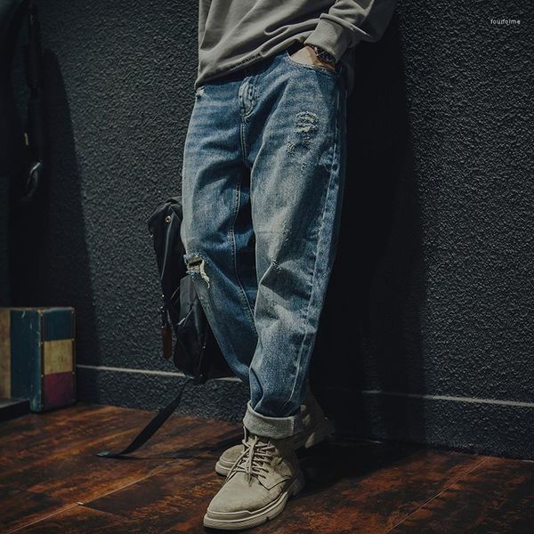 men's jeans autumn patch ripped men's loose fashion brand retro trendy trousers spring and trends all-matching harem pant, Blue
men's jeans autumn patch ripped men's loose fashion brand retro trendy trousers spring and trends all-matching harem pant, Blue