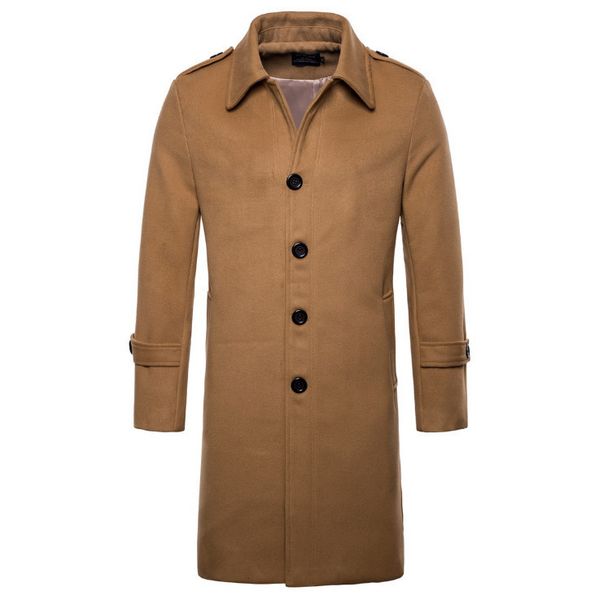 men's wool blends europeus size brand woolen coat men fashion long trench coat england style wool blend single breasted jacket male ove, Black
men's wool blends europeus size brand woolen coat men fashion long trench coat england style wool blend single breasted jacket male ove, Black
