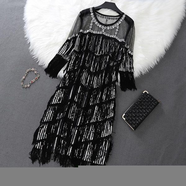 dresses new female o-neck stars sequined mesh shiny fairy dress women elegant bling gauze princess tassel dresses vestidos de fiesta 3/4, Black;gray
dresses new female o-neck stars sequined mesh shiny fairy dress women elegant bling gauze princess tassel dresses vestidos de fiesta 3/4, Black;gray