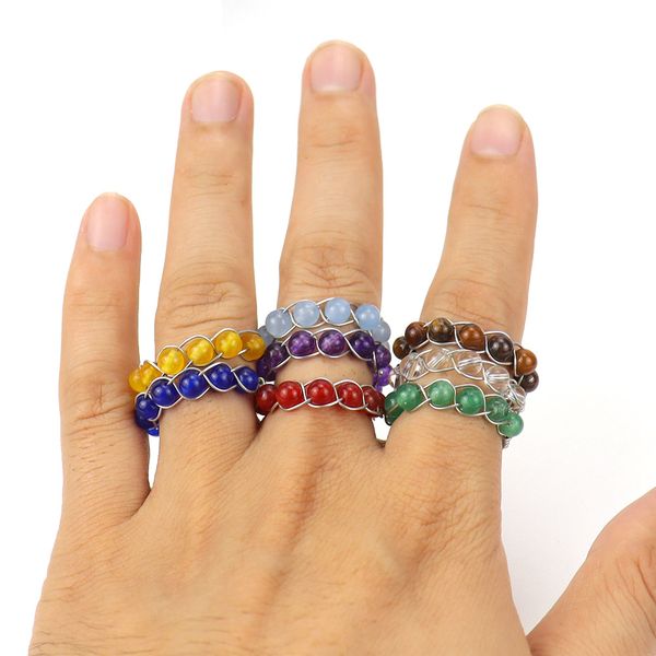 handmade stone cluster ring silver wrapped agate chakra bead crystal adjustable rings for women, Golden;silver
handmade stone cluster ring silver wrapped agate chakra bead crystal adjustable rings for women, Golden;silver