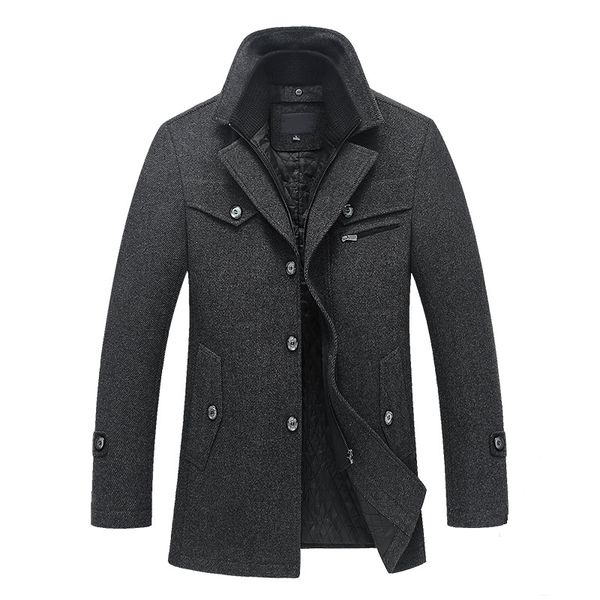 men's wool blends winter woolen jacket men double collar thick trench business casual men wool coat single breasted windproof overcoat, Black
men's wool blends winter woolen jacket men double collar thick trench business casual men wool coat single breasted windproof overcoat, Black