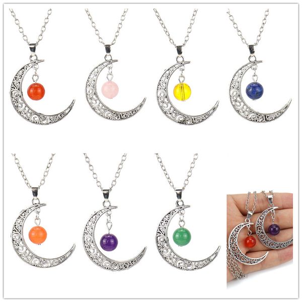 rero natural stone crystal hollow moon pendant necklace 10mm beads ball reiki agate healing charms necklace for women jewelry, Silver
rero natural stone crystal hollow moon pendant necklace 10mm beads ball reiki agate healing charms necklace for women jewelry, Silver