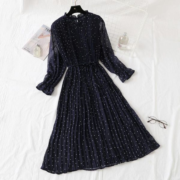 dresses women print pleated chiffon dress 2021 spring summer new fashion female casual flare sleeve lotus leaf neck autumn basic dresses, Black;gray
dresses women print pleated chiffon dress 2021 spring summer new fashion female casual flare sleeve lotus leaf neck autumn basic dresses, Black;gray