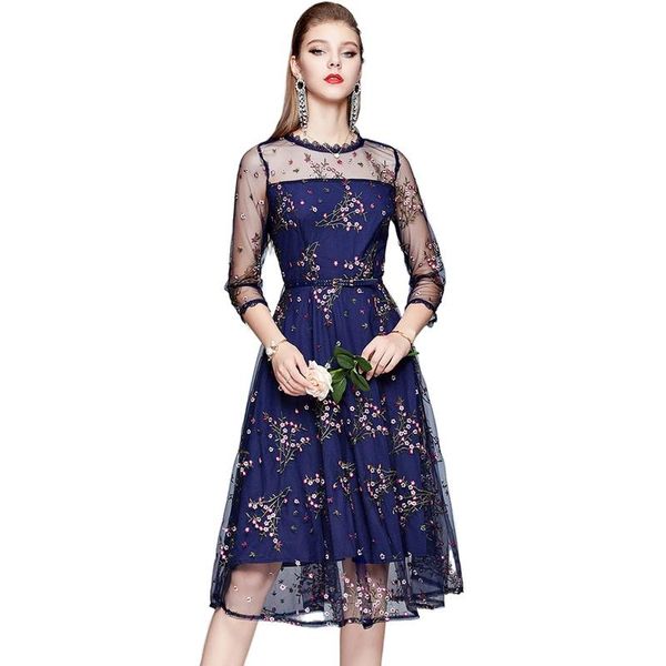 dresses simgent mesh embroidery dress women three quarter sleeve patchwork floral midi elegant party dress robe femme jurken sg08105, Black;gray
dresses simgent mesh embroidery dress women three quarter sleeve patchwork floral midi elegant party dress robe femme jurken sg08105, Black;gray