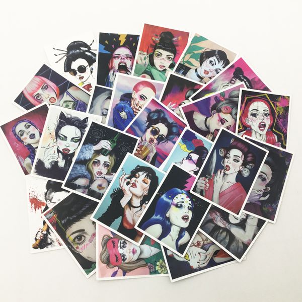 50 pcs women graffiti stickers for diy luggage lapskateboard motorcycle bicycle stickers