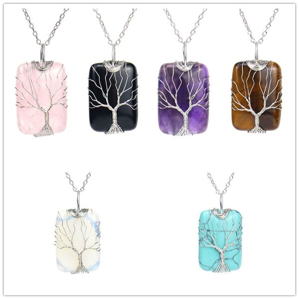 natural stone crystal agate tree of life pendant necklace square rectangle reiki healing charms necklace for women jewelry, Silver
natural stone crystal agate tree of life pendant necklace square rectangle reiki healing charms necklace for women jewelry, Silver