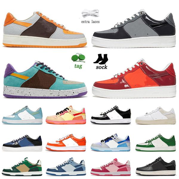 2023 high fashion womens bapestas baped star running shoes low patent leather sneakers black white pink camo green unc orange designer platf
2023 high fashion womens bapestas baped star running shoes low patent leather sneakers black white pink camo green unc orange designer platf