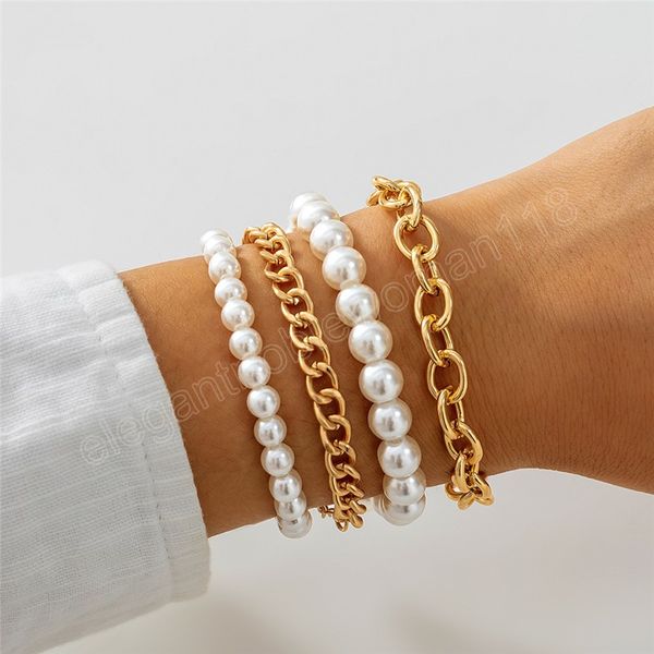 4pcs/set fashion statement imitation pearl chain bracelets set women heavy metal bangles accessories jewelry gift, Golden;silver
4pcs/set fashion statement imitation pearl chain bracelets set women heavy metal bangles accessories jewelry gift, Golden;silver
