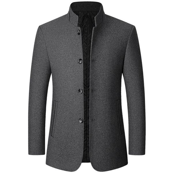 men's wool blends parklees stand collar wool coat men solid slim daily windproof vintage trench homme plus size woolen winter overcoat, Black
men's wool blends parklees stand collar wool coat men solid slim daily windproof vintage trench homme plus size woolen winter overcoat, Black
