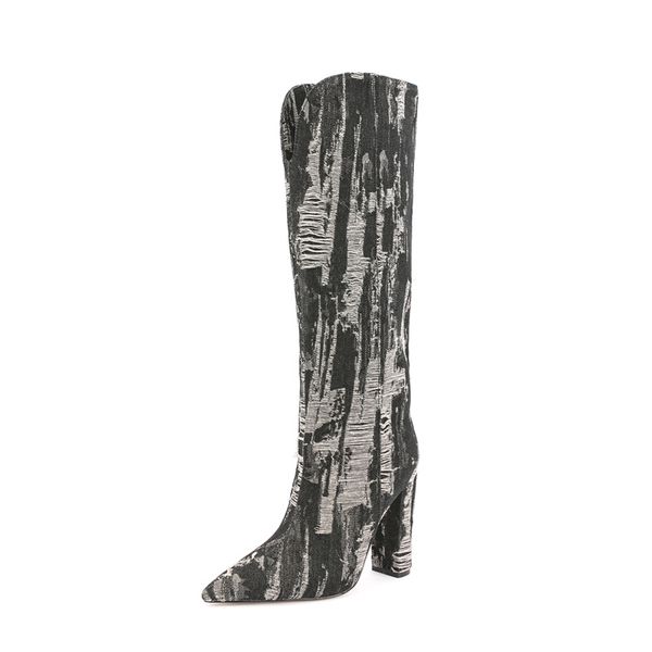 2022 women's boots autumn and winter new european american fashion thick heel pointed sleeve knee high boots, Black
2022 women's boots autumn and winter new european american fashion thick heel pointed sleeve knee high boots, Black