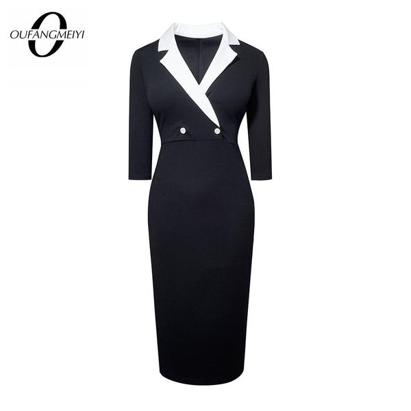 dresses women retro elegant 3/4 sleeve turn-down collar lady sheath pencil dress with buttons eb735, Black;gray
dresses women retro elegant 3/4 sleeve turn-down collar lady sheath pencil dress with buttons eb735, Black;gray