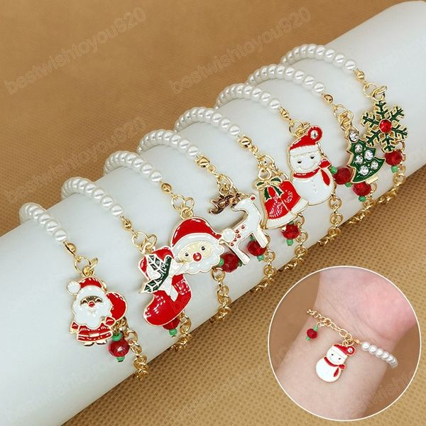 christmas bracelets gold color imitation pearl santa claus xmas tree snowflake pendant party jewelry for women xmas gift, Golden;silver
christmas bracelets gold color imitation pearl santa claus xmas tree snowflake pendant party jewelry for women xmas gift, Golden;silver