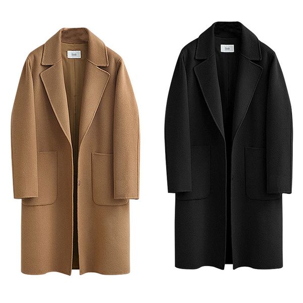 men's wool blends women casual solid color breasted outwear fashion sashes office coat chic epaulet design long trench 220930, Black
men's wool blends women casual solid color breasted outwear fashion sashes office coat chic epaulet design long trench 220930, Black