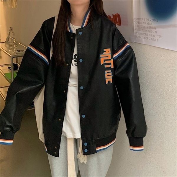 womens jackets autumn winter men women harajuku retro jacket high street couples back embroidery thread stitching baseball leather jacket 22, Black;brown 
womens jackets autumn winter men women harajuku retro jacket high street couples back embroidery thread stitching baseball leather jacket 22, Black;brown