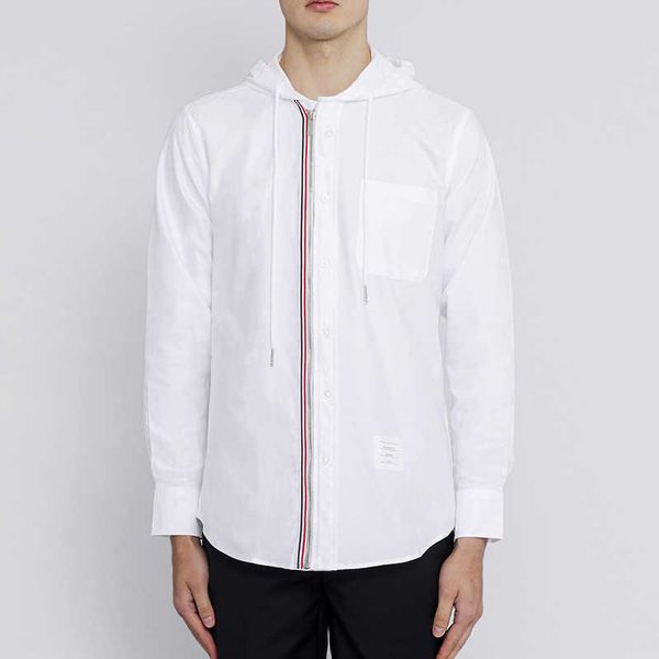 men's t-shirts tb 2021 thom fashion brand shirts men slim white long sleeve casual hooded shirt oxford striped fabric autumn clothing, White;black
men's t-shirts tb 2021 thom fashion brand shirts men slim white long sleeve casual hooded shirt oxford striped fabric autumn clothing, White;black
