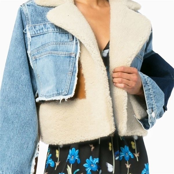 womens jackets casual full sleeve wool lining wide waist lapel womens slim fit denim patchwork wool coat autumn cotton clothes women 220930, Black;brown
womens jackets casual full sleeve wool lining wide waist lapel womens slim fit denim patchwork wool coat autumn cotton clothes women 220930, Black;brown