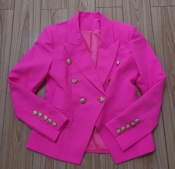 high-quality office lady lion-button fluorescent pink double-breasted blazer, White;black
high-quality office lady lion-button fluorescent pink double-breasted blazer, White;black