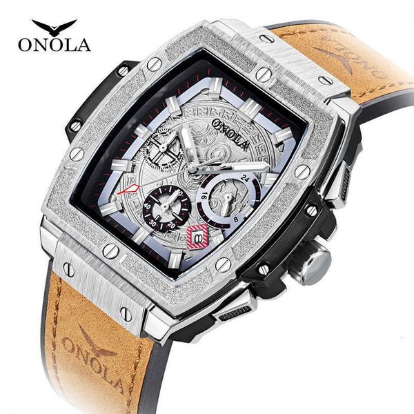 watch orona/onola new live broadcast multi-function men's quartz leather waterproof for men, Slivery;brown
watch orona/onola new live broadcast multi-function men's quartz leather waterproof for men, Slivery;brown