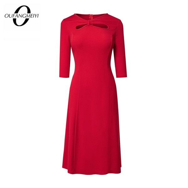 dresses women ladylike elegant pure color 3/4 sleeve o neck hollow out slim fitted a-line dress ea314, Black;gray
dresses women ladylike elegant pure color 3/4 sleeve o neck hollow out slim fitted a-line dress ea314, Black;gray