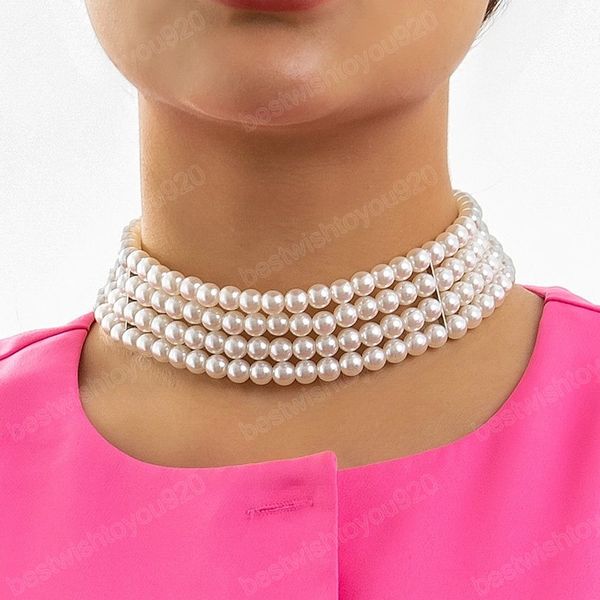 vintage imitation pearl choker necklaces for women wedding bridal multilayer bead chain accessories jewelry bijoux, Golden;silver
vintage imitation pearl choker necklaces for women wedding bridal multilayer bead chain accessories jewelry bijoux, Golden;silver
