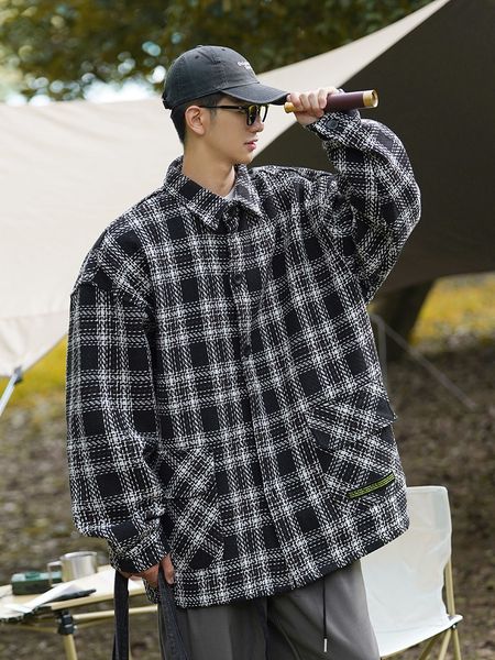 men's wool blends men's workwear cargo coats fashion trend woollen blends loose streetwear jackets lattice printing clothes outerw, Black
men's wool blends men's workwear cargo coats fashion trend woollen blends loose streetwear jackets lattice printing clothes outerw, Black