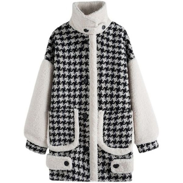 womens wool blends women jackets winter houndstooth female woolen coats patchwork lambswool lady outerwear trendy pockets clothes 220930, Black
womens wool blends women jackets winter houndstooth female woolen coats patchwork lambswool lady outerwear trendy pockets clothes 220930, Black