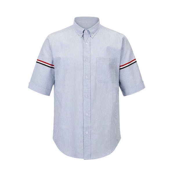 new tb thom shirt blue striped armband clothing summer casual oxford slim short sleeve korean fashion, White;black
new tb thom shirt blue striped armband clothing summer casual oxford slim short sleeve korean fashion, White;black
