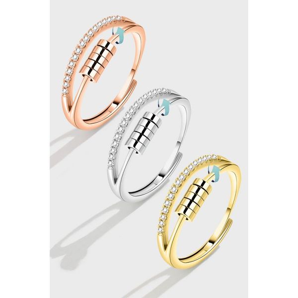 fidget anxiety ring with side stones zirconia rotatable rings adjustable worry relieving jewelry, Silver
fidget anxiety ring with side stones zirconia rotatable rings adjustable worry relieving jewelry, Silver
