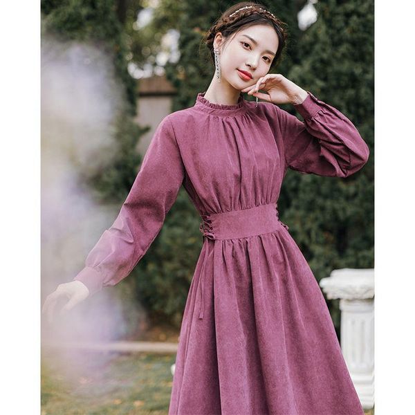 dresses women's fashion purple dress french bellflower lace-up waist long-sleeved corduroy 2021 autumn and winter new temperament dress, Black;gray
dresses women's fashion purple dress french bellflower lace-up waist long-sleeved corduroy 2021 autumn and winter new temperament dress, Black;gray