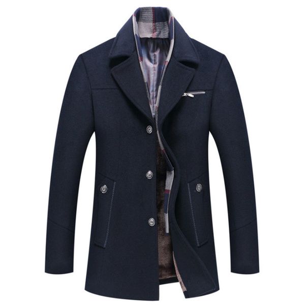 men's wool blends men winter wool coat single breasted thick trench business casual mens woolen overcoat jackets detachable scarf cloth, Black
men's wool blends men winter wool coat single breasted thick trench business casual mens woolen overcoat jackets detachable scarf cloth, Black