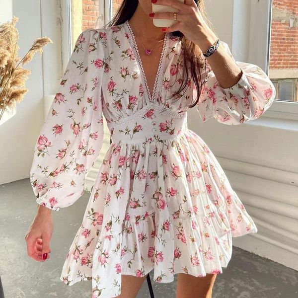 dresses women chiffon v-neck flower printing dress spring lantern sleeve waist mini a-line dress, Black;gray
dresses women chiffon v-neck flower printing dress spring lantern sleeve waist mini a-line dress, Black;gray
