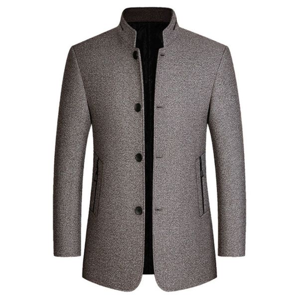 men's wool blends autumn winter men's woolen coats solid color thicken jacket overcoat single breasted casual men wool blends coat, Black
men's wool blends autumn winter men's woolen coats solid color thicken jacket overcoat single breasted casual men wool blends coat, Black