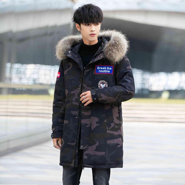 new fashion 2021 canada long camouflage men's down jacket slim fit korean version thickened goose winter dress, Black
new fashion 2021 canada long camouflage men's down jacket slim fit korean version thickened goose winter dress, Black