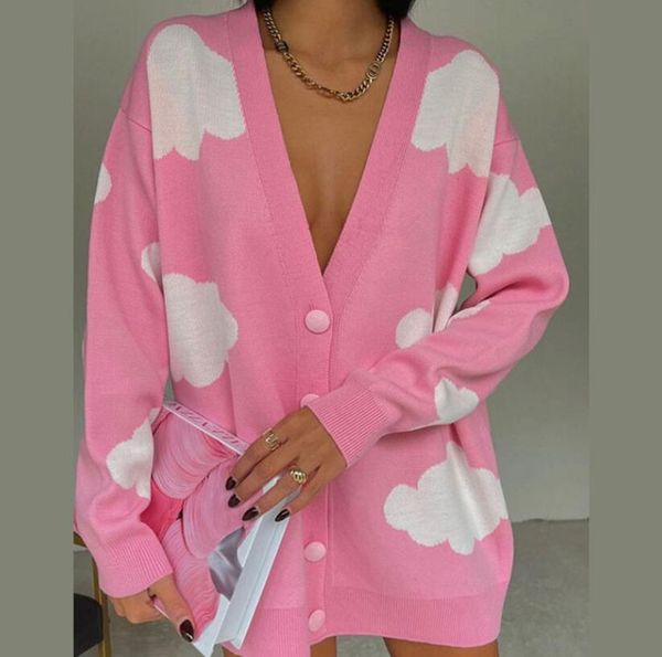 women's sweaters luxury print knitted cardigan oversize v-neck elegant new long sleeve knitwear, White;black
women's sweaters luxury print knitted cardigan oversize v-neck elegant new long sleeve knitwear, White;black