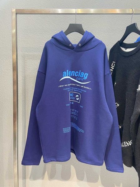 high version b's front and back waves' new language printed hoodie paris's fleece environmental protection theme trend, Black
high version b's front and back waves' new language printed hoodie paris's fleece environmental protection theme trend, Black