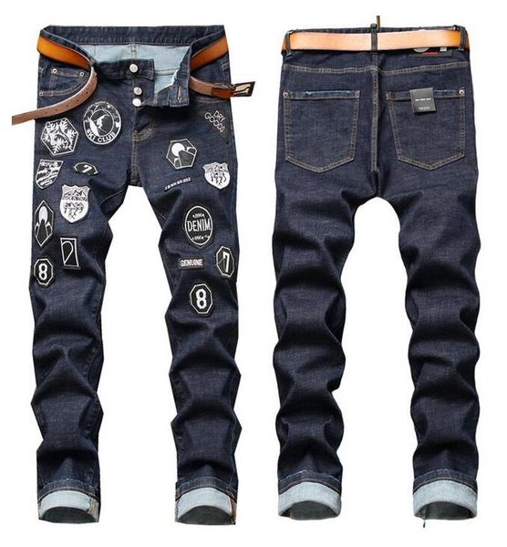 men badge slim fit hole jeans men's fashion stretchy ripped motocycle denim pants panelled hip hop trousers regular cotton jean destroy, Blue
men badge slim fit hole jeans men's fashion stretchy ripped motocycle denim pants panelled hip hop trousers regular cotton jean destroy, Blue